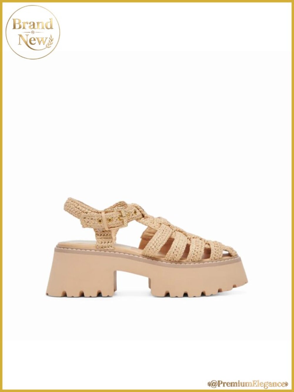 Raffia Platform Fisherman Sandals Adjustable Buckle Closed Toe